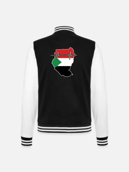 Sudan Herzschlag Flagge Vintage Sudan - College-Sweatjacke - Schwarz/Weiß