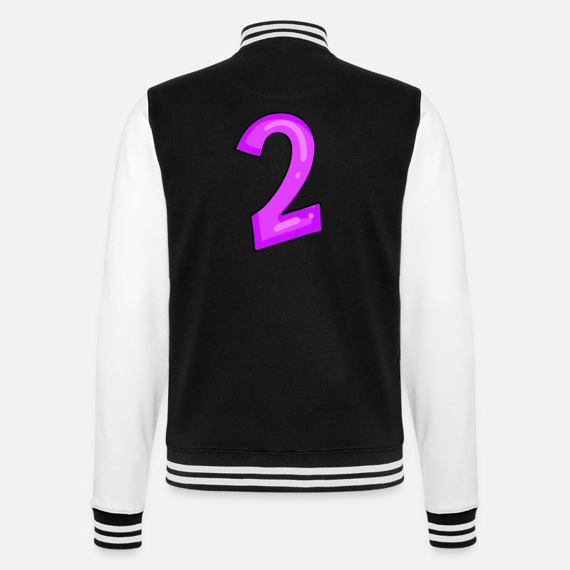 Zwei - Nummer 2 - College-Sweatjacke - Schwarz/Weiß