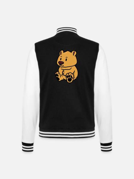Bär Stofftier kuscheln Kinder Baby Teddybär - College-Sweatjacke - Schwarz/Weiß