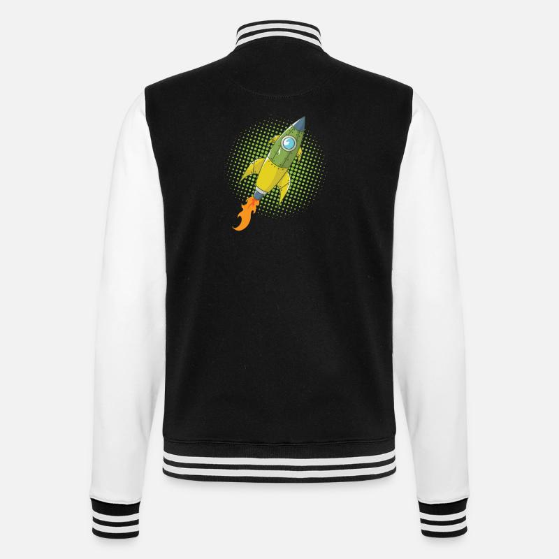 Rocket Comic Spaceship Spacecraft Missile - College Sweat Jacket - black/white