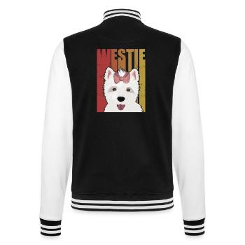 Westie West Highland Terrier Hunde Geschenk - College-Sweatjacke - Schwarz/Weiß - Hinten - Marisol (170cm)