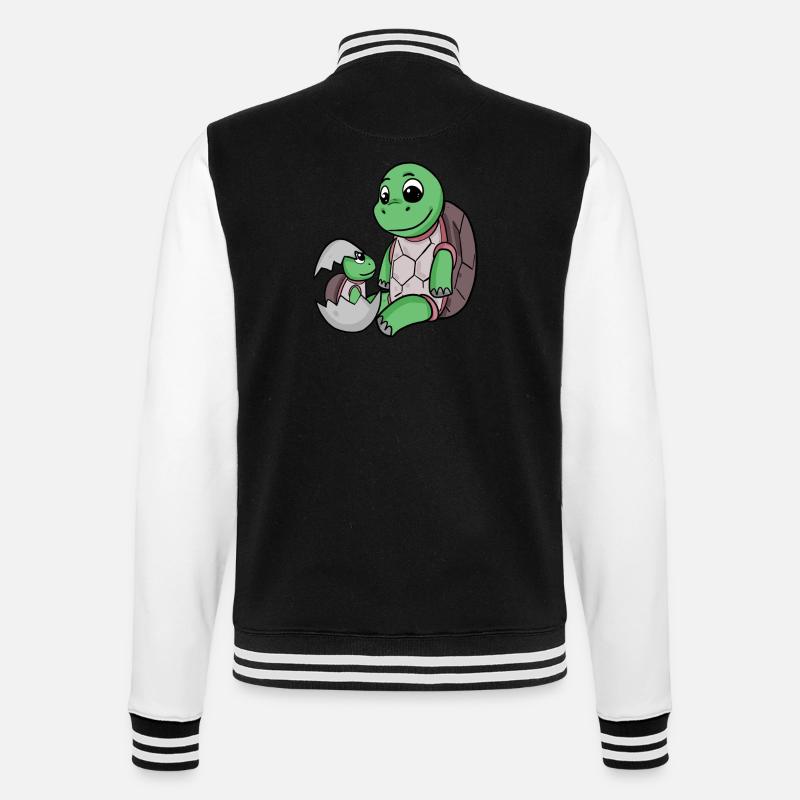 Tortue avec Bébé Tortue - Veste Teddy - noir/blanc