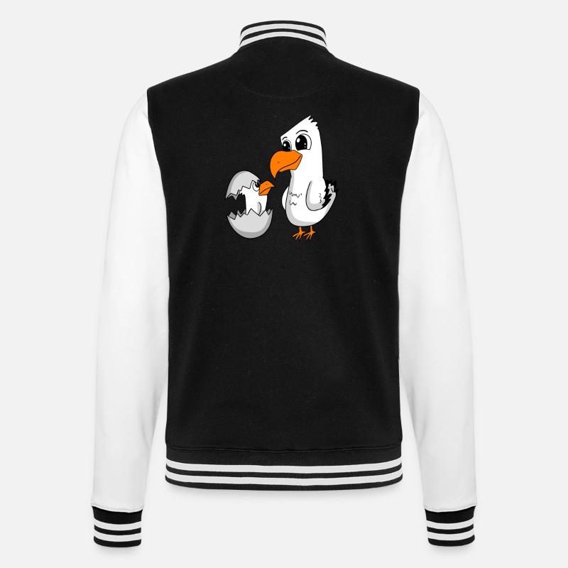 Möwe mit Baby Möwe - College-Sweatjacke - Schwarz/Weiß