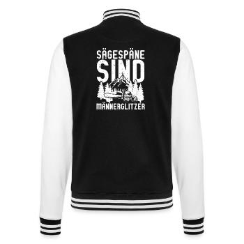 Sägespäne sind Männerglitzer - College-Sweatjacke - Schwarz/Weiß - Hinten - Marisol (170cm)