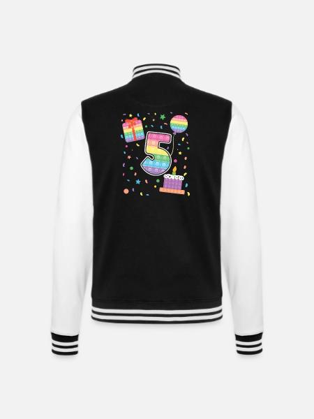 Pop It 5. Geburtstag Mädchen Jungen Fidget - College-Sweatjacke - Schwarz/Weiß