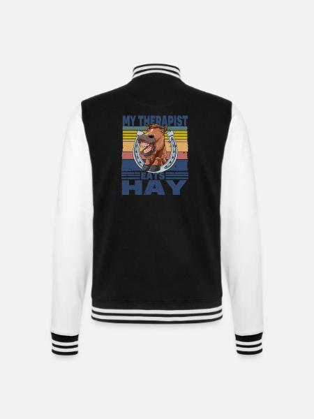 My Therapist Eats Hay - College-Sweatjacke - Schwarz/Weiß