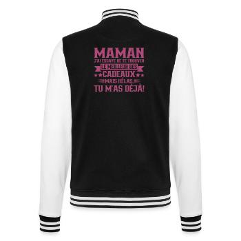 Maman Fête Des Mères Cadeau Anniversaire Amour Été - Veste Teddy - noir/blanc - Dos - Marisol (170cm)