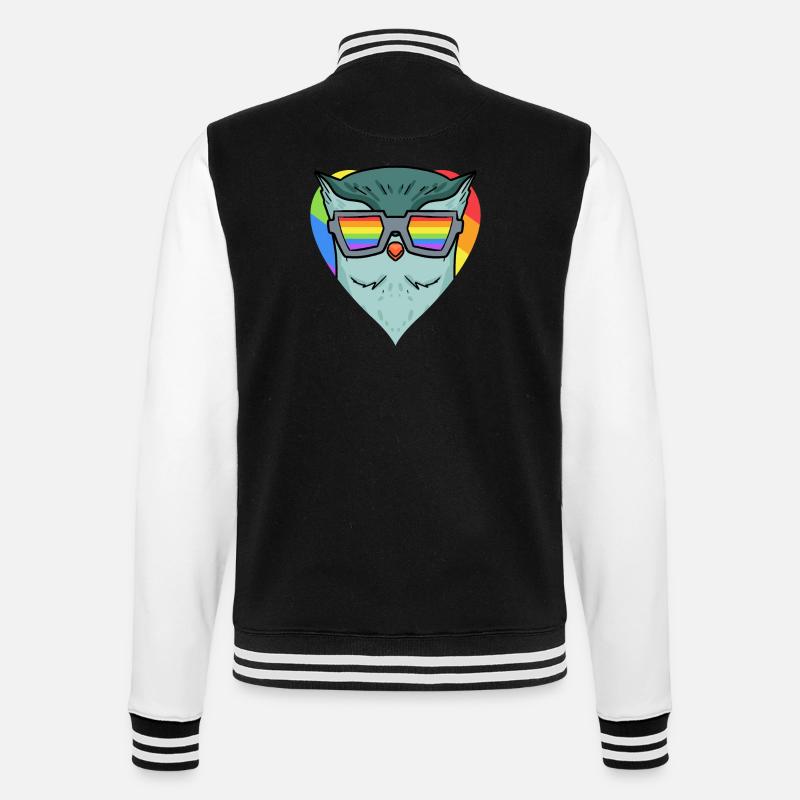LGBT Tier Eule Regenbogen - College-Sweatjacke - Schwarz/Weiß