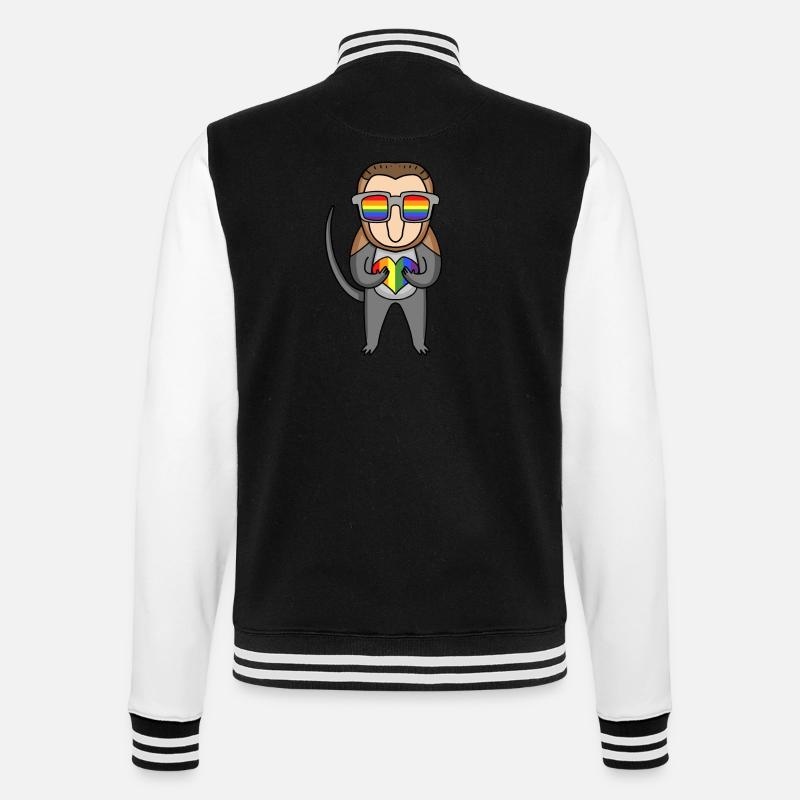 LGBT Animal Monkey Monkey Rainbow - College Sweat Jacket - black/white