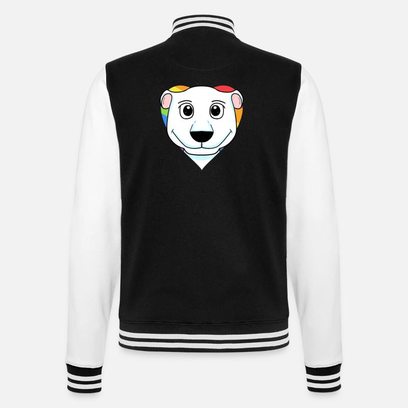 LGBT Tier Eisbär Regenbogen Herz - College-Sweatjacke - Schwarz/Weiß
