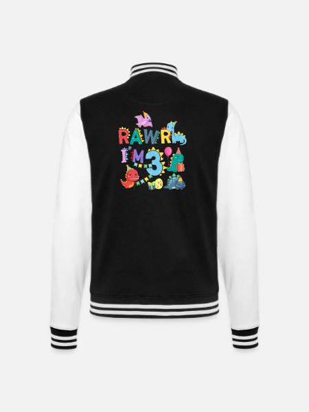 Rawr Ich Bin 3 | Rawr Dinosaurier | 3. Geburtstag - College-Sweatjacke - Schwarz/Weiß