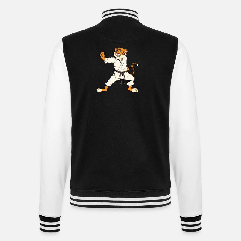 Comic Tiger does karate - College Sweat Jacket - black/white