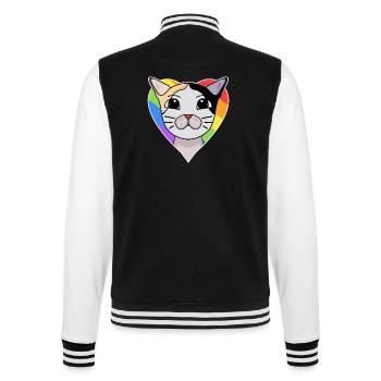 LGBT Cat Japanese Bobtail Rainbow - College Sweat Jacket - black/white - Back - Marisol (170cm)