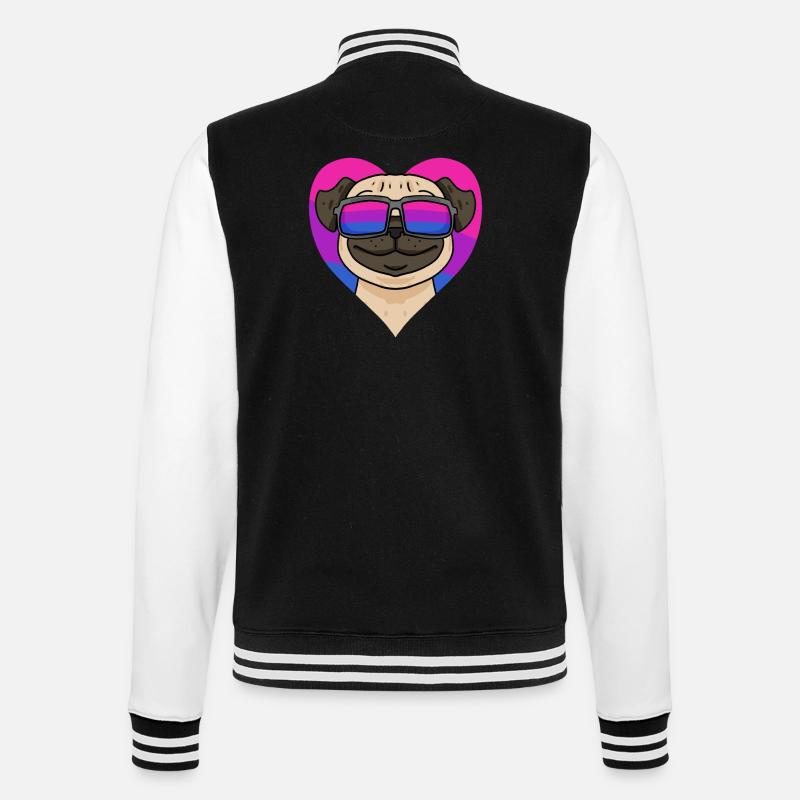 Bisexuell Mops Hund Geschenk - College-Sweatjacke - Schwarz/Weiß