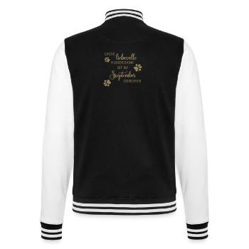 Liebevolle Hundedame September Geburtsmonat - College-Sweatjacke - Schwarz/Weiß - Hinten - Marisol (170cm)
