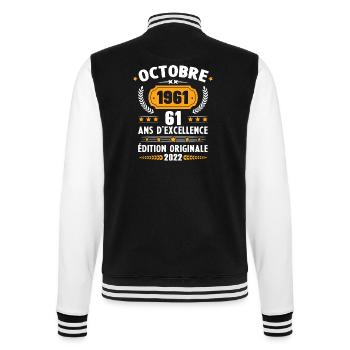 Cadeau D'anniversaire Rétro 61 Ans Septembre 1961 - Veste Teddy - noir/blanc - Dos - Marisol (170cm)