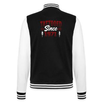Tatoué depuis 1971 Thème Rose Rouge - Veste Teddy - noir/blanc - Dos - Marisol (170cm)