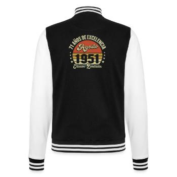 71 Ans Anniversaire Vintage Né(e) en Août 1951 - Veste Teddy - noir/blanc - Dos - Marisol (170cm)