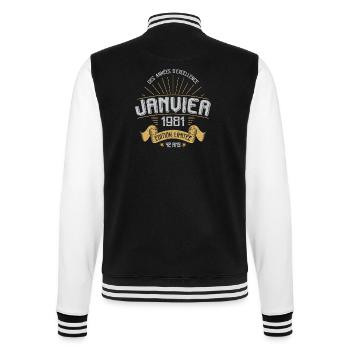 Anniversaire 1981 42 Ans Janvier Cadeau Vintage - Veste Teddy - noir/blanc - Dos - Marisol (170cm)