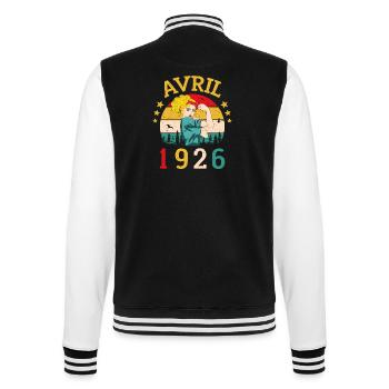 Avril 1926 Anniversaire Idée Cadeau Vintage 1926 - Veste Teddy - noir/blanc - Dos - Marisol (170cm)