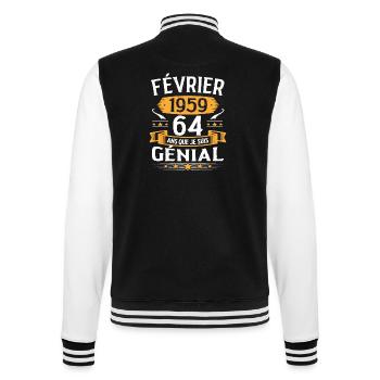 Février 1959 64 Ans Que Je Suis Génial - Veste Teddy - noir/blanc - Dos - Marisol (170cm)
