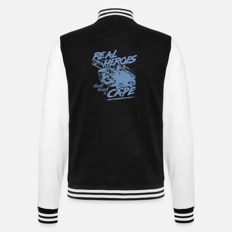 Kranführer Sprüche Kran echte Helden - College-Sweatjacke - Schwarz/Weiß