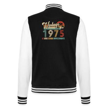 Vintage 1975 Anniversaire 47 ans D'être Awesome - Veste Teddy - noir/blanc - Dos - Marisol (170cm)