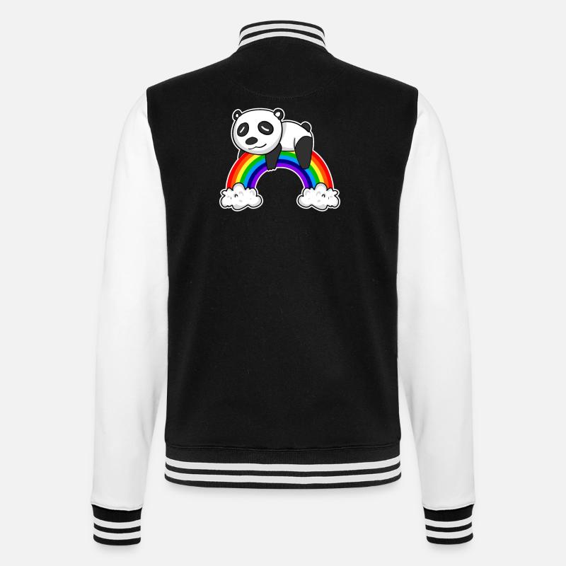 Rainbow Panda - College Sweat Jacket - black/white