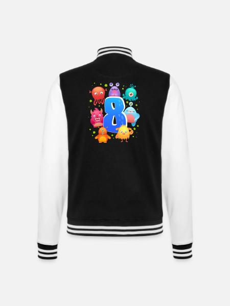 8. Geburtstag | Monster Geburtstag | Monster - College-Sweatjacke - Schwarz/Weiß