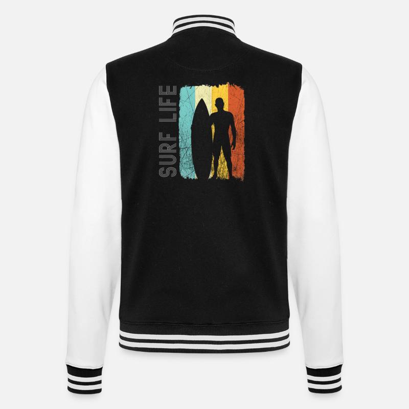 Surfer with Retro Look - College Sweat Jacket - black/white