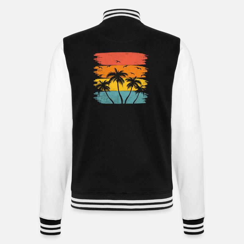 été plage palmier cocotier - Veste Teddy - noir/blanc