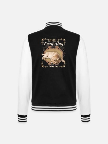 Labrador-Retriever, fauler Hund, lustiger Spruch - College-Sweatjacke - Schwarz/Weiß