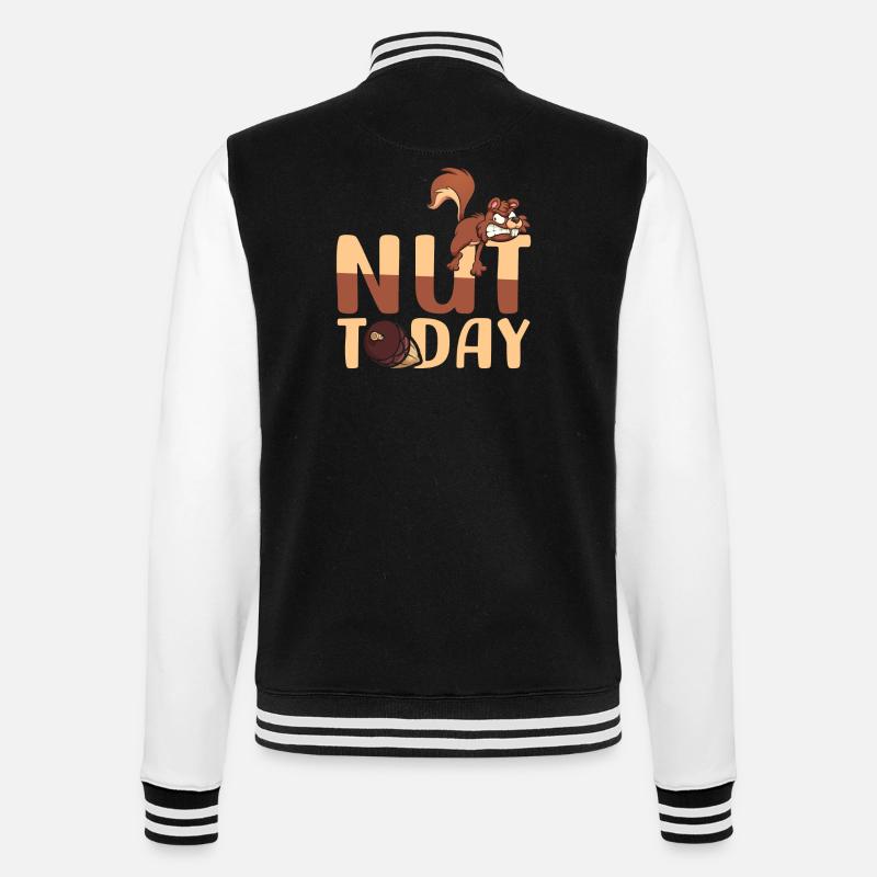 Nuss Heute | Eichhörnchen-witz | Lustiges - College-Sweatjacke - Schwarz/Weiß