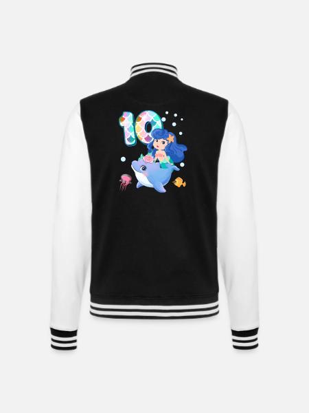 10. Geburtstag | Meerjungfrau Geburtstag | - College-Sweatjacke - Schwarz/Weiß