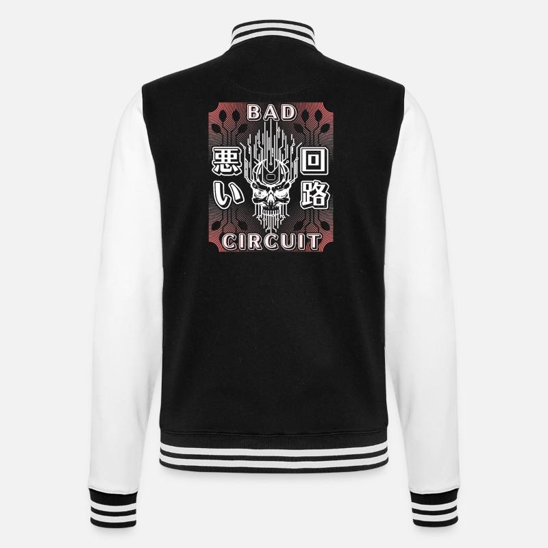 Circuit, Computer Board, Skull Saying - College Sweat Jacket - black/white