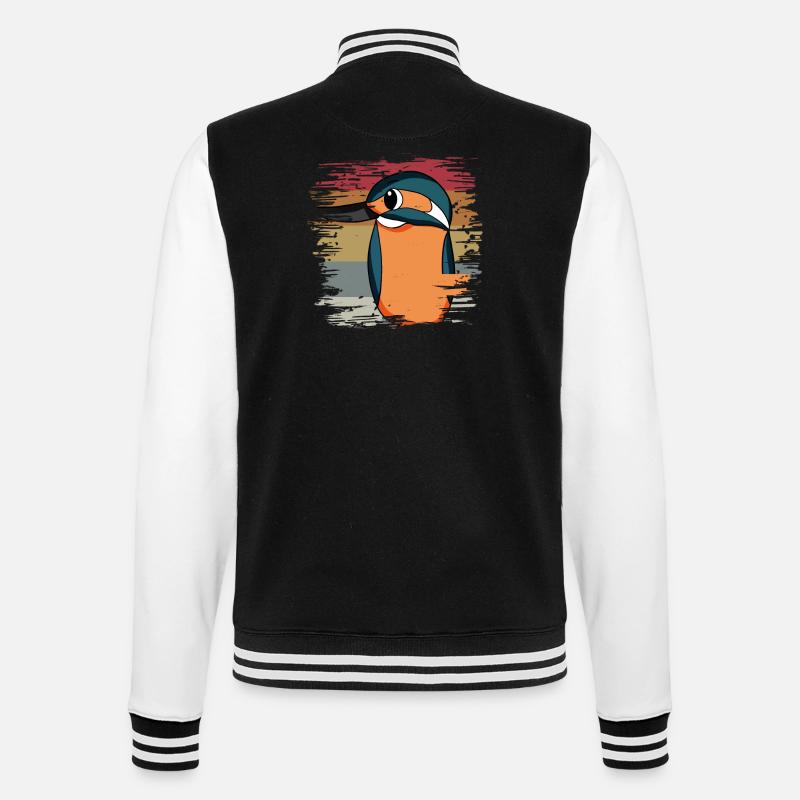 Eisvogel Blauer Vogel Retro - College-Sweatjacke - Schwarz/Weiß