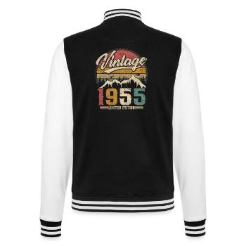 Vintage 1955 Limited Edition Geburtstagsgeschenk - College-Sweatjacke - Schwarz/Weiß - Hinten - Marisol (170cm)