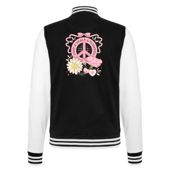 Symbole de paix Signe de paix, Amour-Paix-Fleurs - Veste Teddy - noir/blanc - Dos - Marisol (170cm)