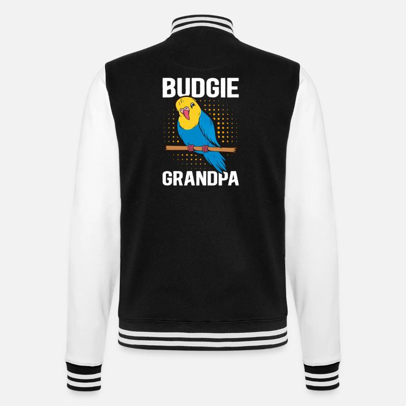 Budgerigar Grandpa Budgerigars Gift - College Sweat Jacket - black/white