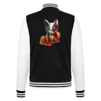 Katze - Animal Illustration - College-Sweatjacke - Schwarz/Weiß - Hinten - Marisol (170cm)