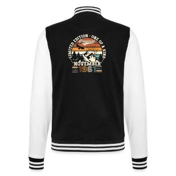 Original November 1961 61st birthday gift - College Sweat Jacket - black/white - Back - Marisol (170cm)