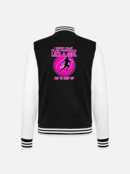I know I Play Flag Football Like a Girl Mädchen - College-Sweatjacke - Schwarz/Weiß