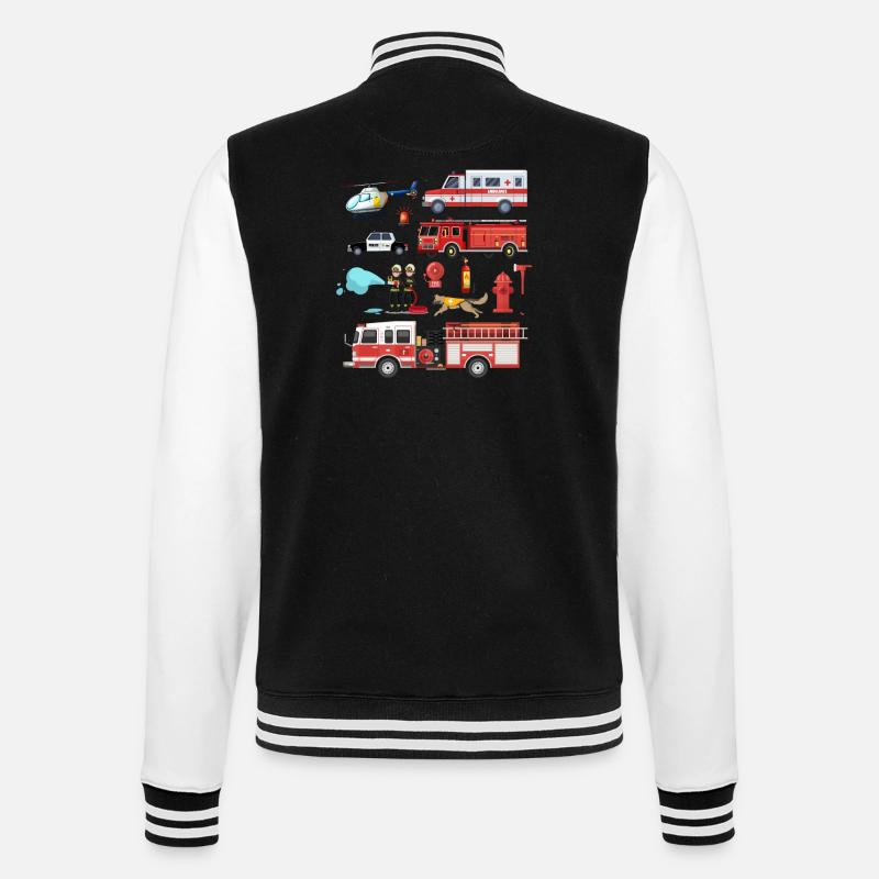 Fire Engine Rescue Firefighter Firefighter - College Sweat Jacket - black/white