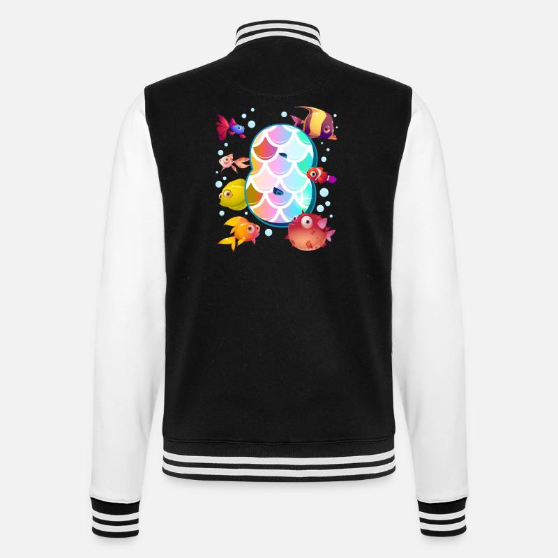 8e anniversaire | Rainbow Fish Anniversaire | - Veste Teddy - noir/blanc