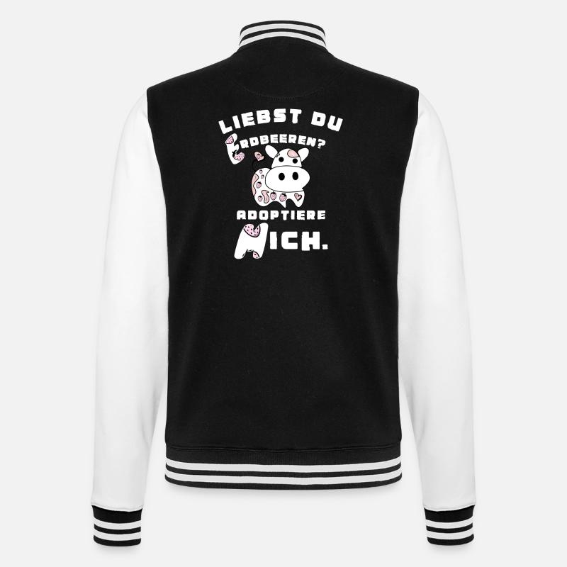 Erdbeermilch - Erdbeeren - College-Sweatjacke - Schwarz/Weiß