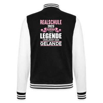 Eine Legende verlässt das Gelände Realschule 2023 - College-Sweatjacke - Schwarz/Weiß - Hinten - Marisol (170cm)