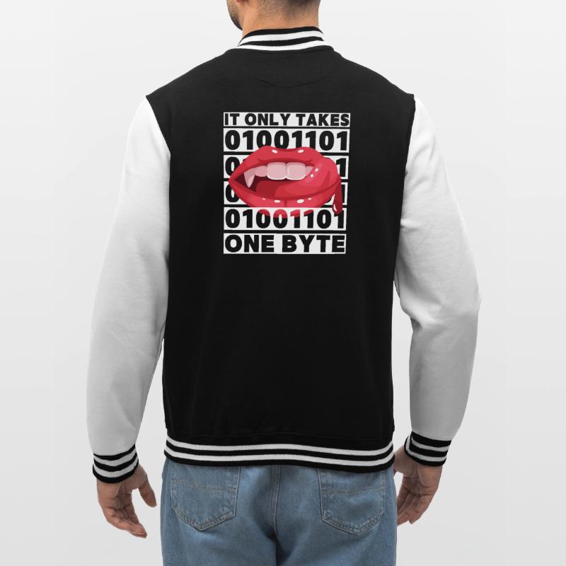 Bit Bytes Binary Computer Nerd, Vampire, Saying, Pun College Sweat Jacket
