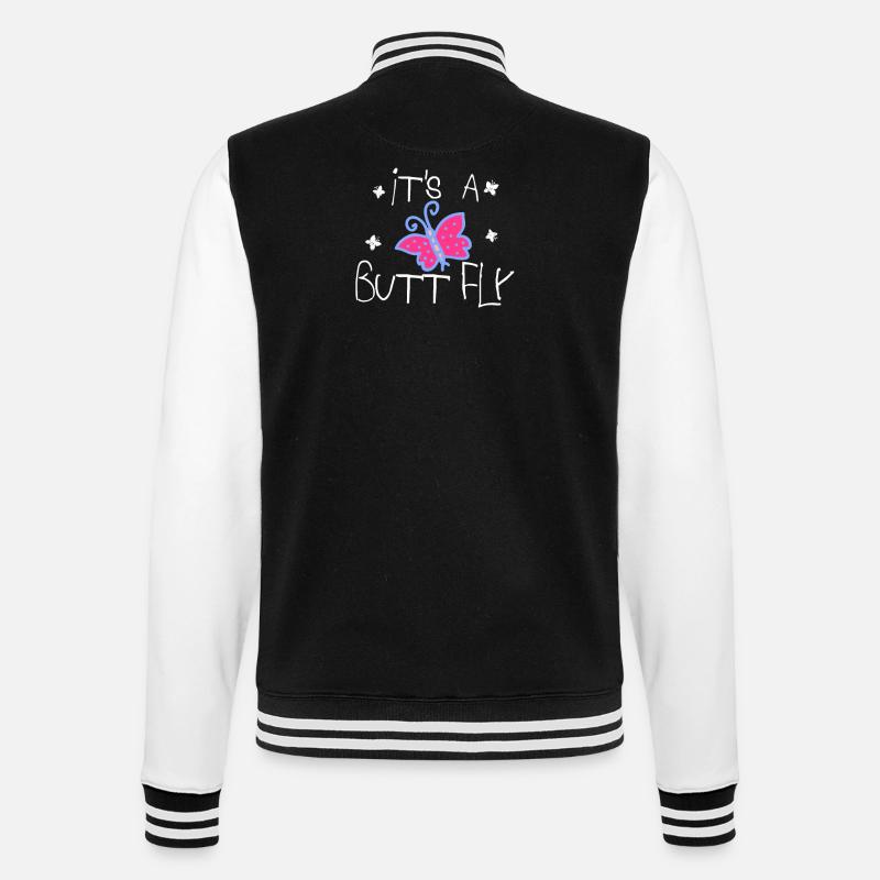 It's a butt fly | Butterfly - College Sweat Jacket - black/white