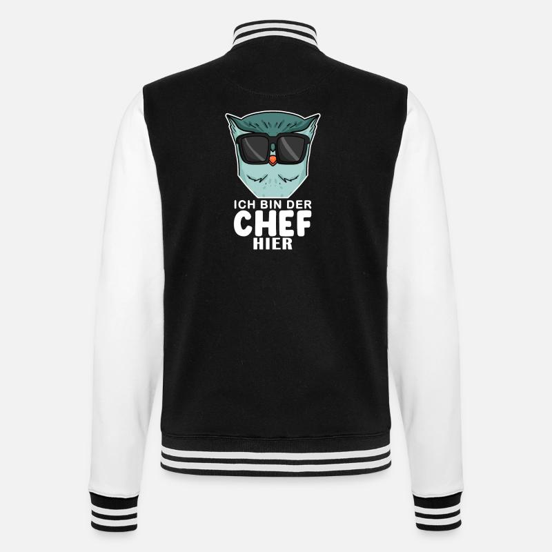 Cool Eule Chef - College-Sweatjacke - Schwarz/Weiß