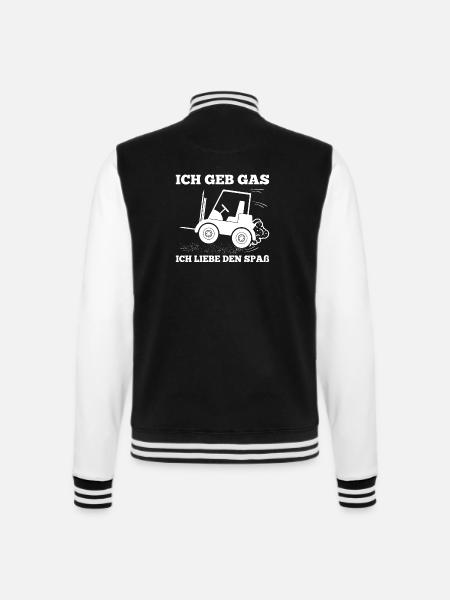 Staplerfahrer Idee Ich Gebe Gas Ich Liebe Den Spaß - College-Sweatjacke - Schwarz/Weiß